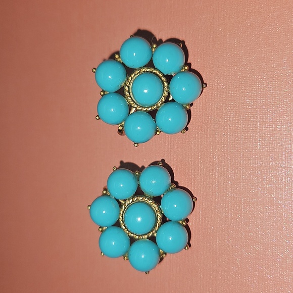 Trifari Jewelry - Elegant Gold and Blue Floral Earrings